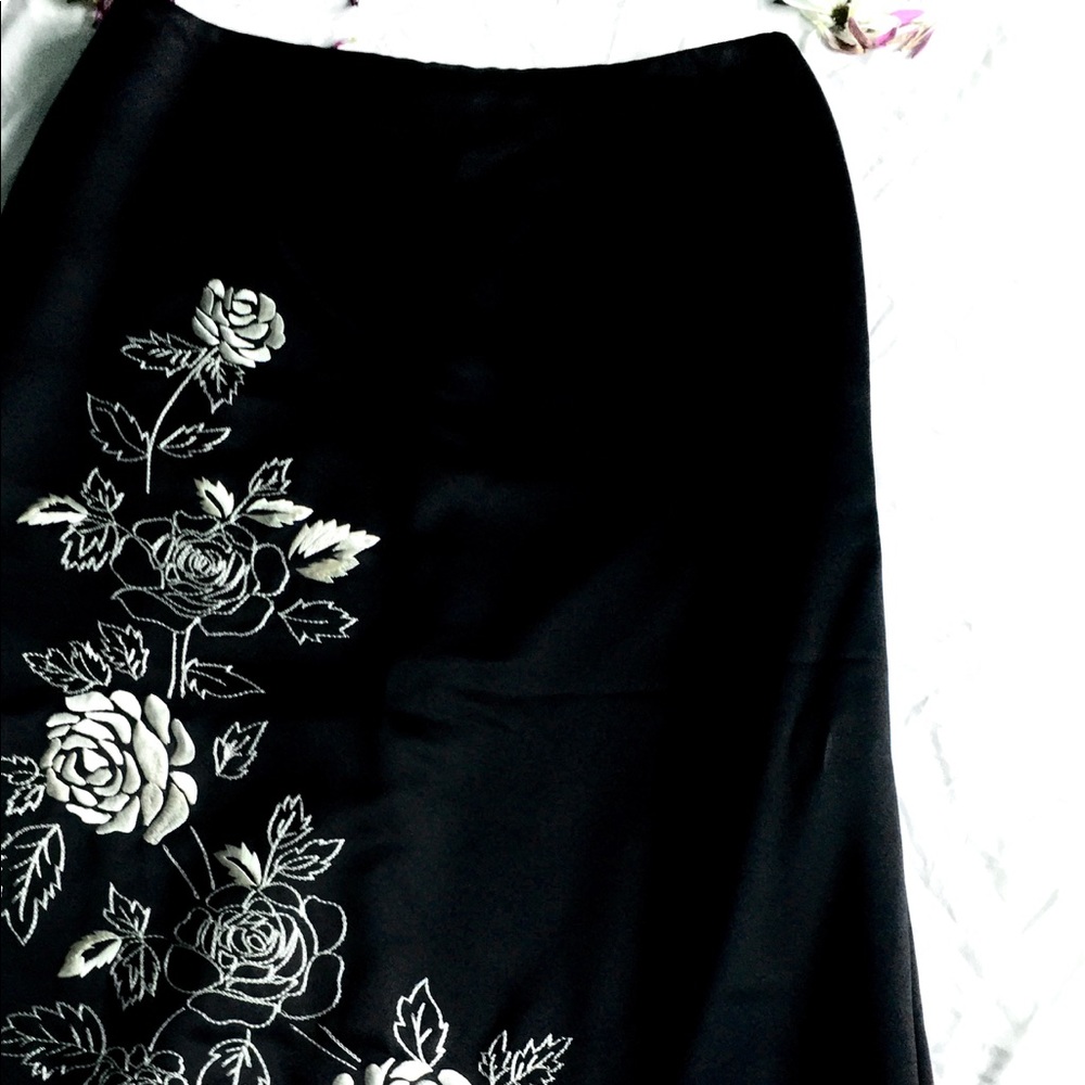 Black Long Silk Skirt